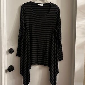 Bryn Walker High-Low Tunic Top stripe Jersey Knit Long Sleeves Lagenlook large